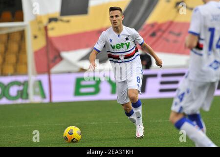 Benevento, Italien. Februar 2021, 07th. Valerio Verre Spieler von Benevento, während des Spiels der italienischen SerieA Meisterschaft zwischen Benevento gegen Sampdoria, Endergebnis 1-1, Spiel im Ciro Vigorito Stadion in Benevento gespielt. Italien, Den 07. Februar 2021. (Foto von Vincenzo Izzo/Sipa USA) Quelle: SIPA USA/Alamy Live News Stockfoto