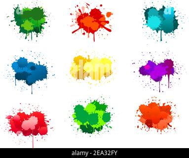 Schwarze Tinte Flecken auf weissem für Design isoliert Stock Vektor