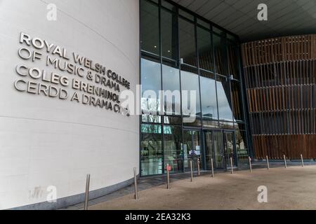 Cardiff, Wales - Februar 3rd 2021: Allgemeine Ansicht des Royal Welsh College of Music and Drama Stockfoto