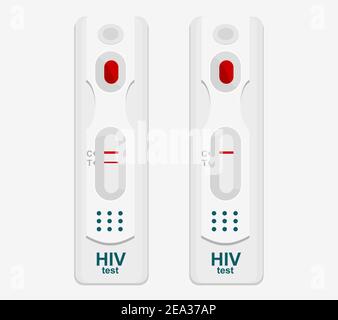 Set von Express-Test für HIV und AIDS, mit einem positiven und negativen Ergebnis. Stock Vektor