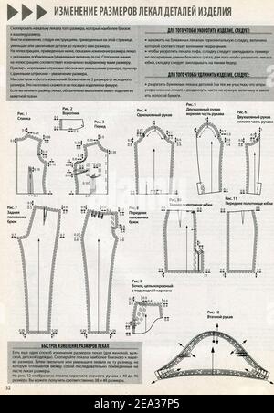 Das Innere der russischen Zeitschrift 'Sewing und Schneiden' № 11/2014. Stockfoto