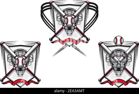 Baseball Embleme für Sport Design oder Maskottchen eingestellt Stock Vektor