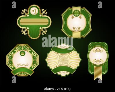 Satz von Golden retro Etiketten und Frames Stock Vektor