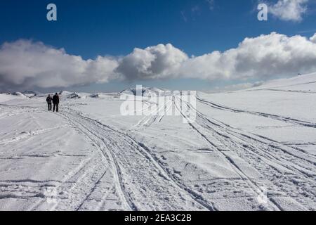 Das Skigebiet Jahorina liegt in der Nähe der bosnischen Hauptstadt Sarajevo. Das Wintersportgebiet liegt zwischen den Höhen von 1.300 und 1.916 m. Stockfoto