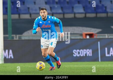 Genua, Italien. Februar 2021, 6th. Genua, Italien, Luigi Ferraris Stadion, 06. Februar 2021, Konstantinos Manolas (Napoli) während Genua CFC vs SSC Napoli - Italienische Fußball Serie A Spiel Kredit: Danilo Vigo/LPS/ZUMA Wire/Alamy Live News Stockfoto