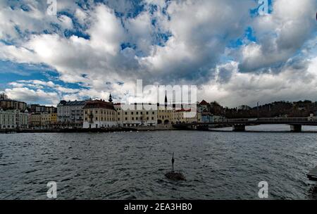 Vor einem Wintersturm am Traunsee Stockfoto