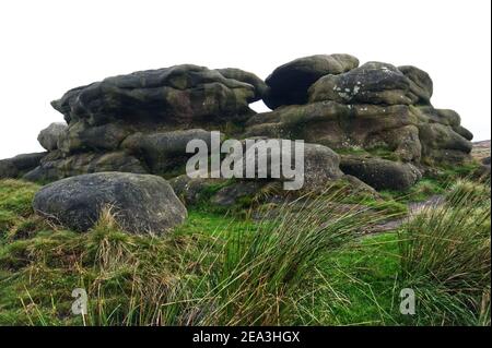 Hern Stones auf Bleaklow, direkt am Pennine Way im Peak District National Park, England Stockfoto