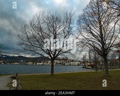 Vor einem Wintersturm am Traunsee Stockfoto