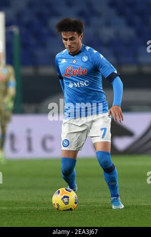 Genua, Italien. Februar 2021, 6th. Genova, Italien, Luigi Ferraris Stadion, 06. Februar 2021, Eljif Elmas (Napoli) während Genua CFC vs SSC Napoli - Italienisch Fußball Serie A Spiel Kredit: Danilo Vigo/LPS/ZUMA Wire/Alamy Live News Stockfoto