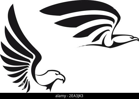 Schwarzer Adler isoliert auf weißem Hintergrund für Maskottchen oder Emblem design Stock Vektor