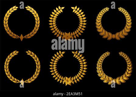Satz von Golden laurel Kränze für Abzeichen oder Label Design Stock Vektor
