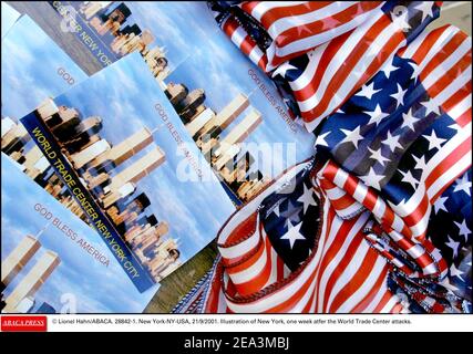 © Lionel Hahn/ABACA. 28842-3. New York-NY-USA, 21/9/2001. Illustration von New York, eine Woche atfer die World Trade Center-Angriffe. Stockfoto