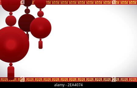 Banner mit hängenden roten Laternen über leere Vorlage dekoriert asiatische Feiertage zu feiern. Stock Vektor