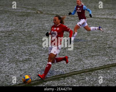 Dagenham, Großbritannien. Februar 2021, 07th. DAGENHAM, ENGLAND - FEBRUAR 07: Ebony Salmon of Bristol City Women während des Barclays FA Women's Super League Spiels zwischen West Ham United Women und Bristol City im Chigwell Construction Stadium am 07th. Februar 2021 in Dagenham, England Credit: Action Foto Sport/Alamy Live News Stockfoto