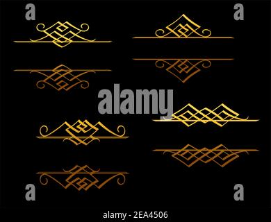 Golden Grenzen und Frames in Vintage geblümten Stil Stock Vektor