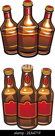 Bierflaschen isoliert auf weißem Hintergrund für Getränke design Stock Vektor