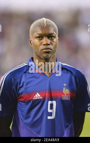 Der französische Djibril Cisse bei einem Freundschaftsspiel gegen Ungarn im Stadion Saint Symphorien in Metz, Ostfrankreich, am 31. Mai 2005. Frankreich gewann 2-1. Foto von Nicolas Gouhier/Cameleon/ABACA. Stockfoto