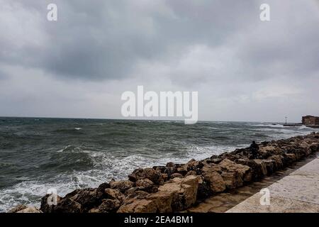 Anzio (Roma),mareggiata del 7 Februar 2021 Stockfoto