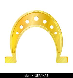 Hufeisen isoliert auf weißem Hintergrund. Goldenes Hufeisen für glückliches St. Patrick's Tag Symbol.Schmied Emblem.für Grußkarte, Poster, Banner.Vektor Stock Vektor