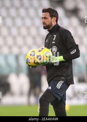 Turin, Italien. Februar 2021, 6th. Turin, Italien, Allianz Stadium, 06. Februar 2021, Carlo Pinsoglio (Torwart Juventus FC) während des FC Juventus gegen AS Roma - Italienischer Fußball Serie A Spiel Credit: Claudio Benedetto/LPS/ZUMA Wire/Alamy Live News Stockfoto
