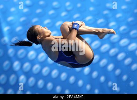 Cheong Jun Hoong aus Malaysia tritt am 22. Juli 2005 im Parc Jean-Drapeau in Montreal, Quebec, Kanada, im Springboard der Frauen 3m bei den XI FINA World Championships an. Foto von Nicolas Gouhier/CAMELEON/ABACAPRESS.COM Stockfoto