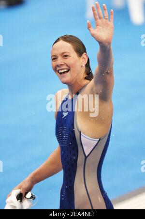 Solenne-Figuren aus Frankreich gewinnen die Goldmedaille auf dem 200-m-Freestylel der Frauen während der XI FINA World Championships im Parc Jean-Drapeau, Montreal, Quebec, Kanada, am 27. Juli 2005. Foto von Nicolas Gouhier/CAMELEON/ABACAPRESS.COM Stockfoto