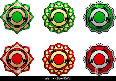 Goldenen, silbernen und bronzenen Etiketten für Design. Stock Vektor