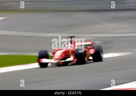 Der brasilianische Formel-1-Pilot Rubens Barrichello (Team Ferrari) beim belgischen Formel-1-Grand-Prix auf der Rennstrecke von Spa Francorchamps am 11. September 2005. Foto von Thierry Gromik/ABACAPRESS.COM Stockfoto