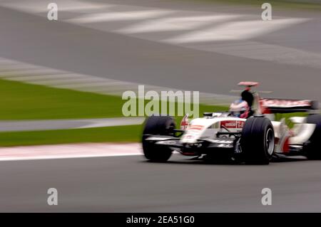 Der britische Formel-1-Fahrer Jenson Button (Team Bar Honda) beim Grand Prix von Belgien auf der Rennstrecke von Spa Francorchamps am 11. September 2005. Foto von Thierry Gromik/ABACAPRESS.COM Stockfoto