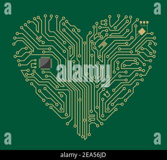 Motherboard Computer Herz für Liebe Konzept Design Stock Vektor