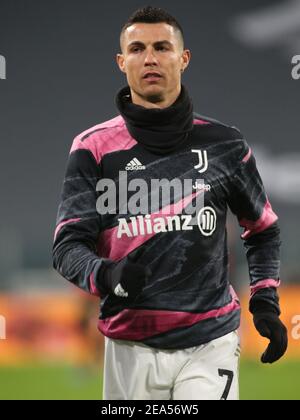 Turin, Italien. Februar 2021, 6th. Turin, Italien, Allianz Stadium, 06. Februar 2021, Cristiano Ronaldo (Juventus FC) während des FC Juventus gegen AS Roma - Italienisches Fußballspiel Serie A Credit: Claudio Benedetto/LPS/ZUMA Wire/Alamy Live News Stockfoto