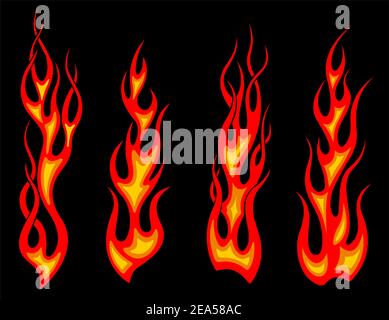 Tribal Tattoo Flammen Set für Fantasy-Design Stock Vektor