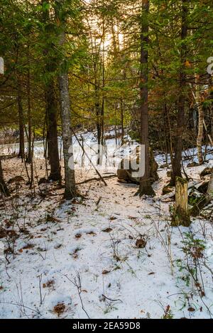 Egan Chutes Conservation Area Bancroft Ontario Kanada im Winter Stockfoto