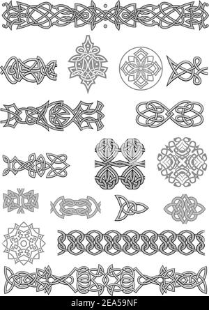 Keltische Ornamente und Muster für verschönern und verzieren gesetzt Stock Vektor