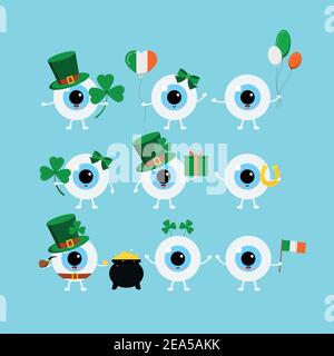 St. Patrick Day Eye Icon Set isoliert. Stock Vektor