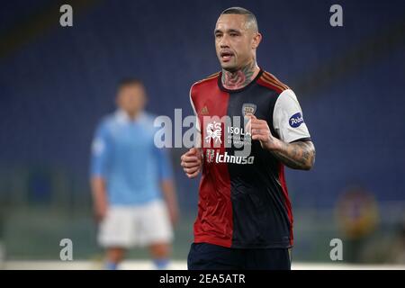 2/7/2021 - ROM, Italien. Februar 2021, 07th. NAINGGOLAN in Aktion während der italienischen Serie A Liga 2021 Fußballspiel zwischen SS LAZIO gegen CAGLIARI, im Olympiastadion in Rom (Foto von IPA/Sipa USA) Kredit: SIPA USA/Alamy Live News Stockfoto