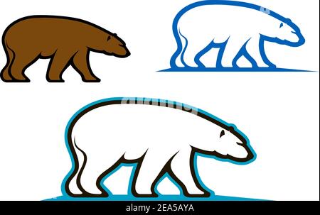 Wildbären Embleme und Silhouetten für Maskottchen-Design Stock Vektor