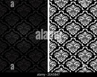 Vintage Damast nahtlose Hintergründe in zwei Variationen Stock Vektor