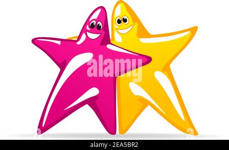 Lächelnde glänzende Sterne im Cartoon-Stil für jedes Kunstdesign Stock Vektor