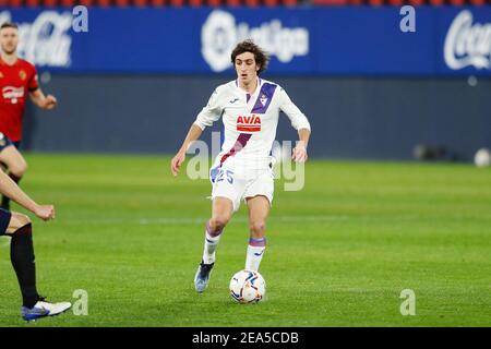 Pamplona, Spanien. Februar 2021, 7th. Bryan Gil (Eibar) Fußball: Spanisches 'La Liga Santander' Spiel zwischen CA Osasuna 2-1 SD Eibar im Estadio El Sadar in Pamplona, Spanien. Quelle: Mutsu Kawamori/AFLO/Alamy Live News Stockfoto