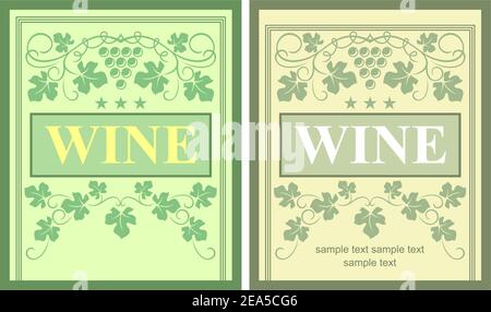 Weinetiketten mit Traubenelementen für die Getränkegestaltung Stock Vektor