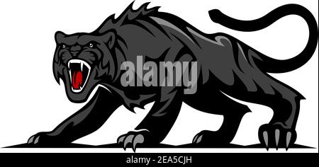 Gefahr schwarzer Panther oder puma für Maskottchen und Tattoo Design Stock Vektor