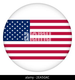 Flagge der USA rund Symbol, Abzeichen oder Knopf. Amerikanisches nationales Symbol. Vorlagendesign, Vektorgrafik. Stock Vektor