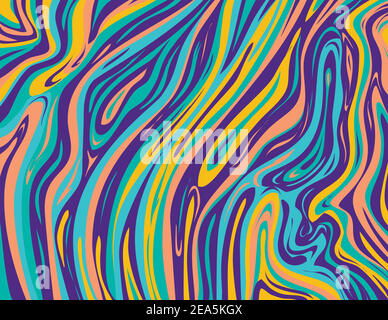 Digitale Marmorierung oder inkscape Illustration eines abstrakten wirbelnden, psychedelischen, flüssigen Marmors und simulierter Marmorierung im Stil von Suminagashi Kintsu Stock Vektor