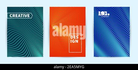 Moderne Abdeckungen Design ultra Linie. Verläufe Hintergrund mit Linien. Zukünftige geometrische Muster. Blau, Rosa, Poster-Vorlage. Vertikale Vektorbackgrou einstellen Stock Vektor