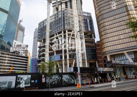 Sydney Baustelle an einem Circular Quay hoch zu entwickeln Hochhaus neben dem EY Centre Gebäude, NSW, Australien Stockfoto