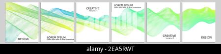 Satz von Vektor-Cover Notebook-Design. Abstract minimal Waves Gradient Template Design für Notizbuch Papier, Copybook Broschüren, Buch, Magazin. Planer Stock Vektor