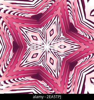 Schöne und künstlerische abstrakte Sterne Design Hintergrund Tapete Illustration im Mandala-Stil in subtilen Schattierungen von rosa und weiß hellen lebendigen Farben. Stockfoto