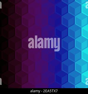 Abstract 3D hex Cube Glitch Muster Tech Innovation Konzept mit lebendigen und vielfältigen Farbverlauf. Molecular Science Science Design Illustration. Stockfoto