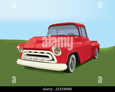 Vintage Truck auf Illustration Grafik-Vektor Stock Vektor